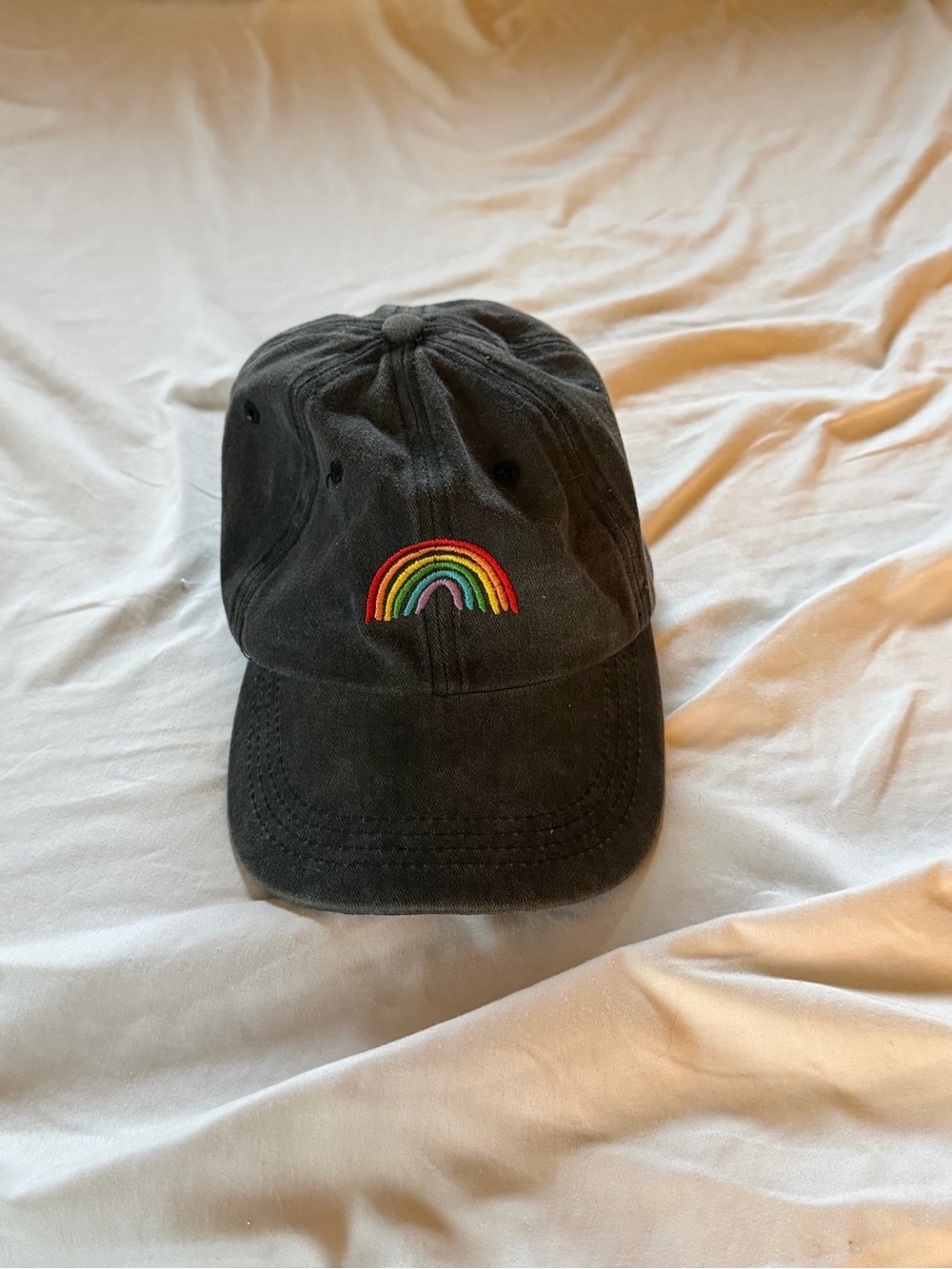 Dark Gray Baseball Cap with Rainbow Embroidery